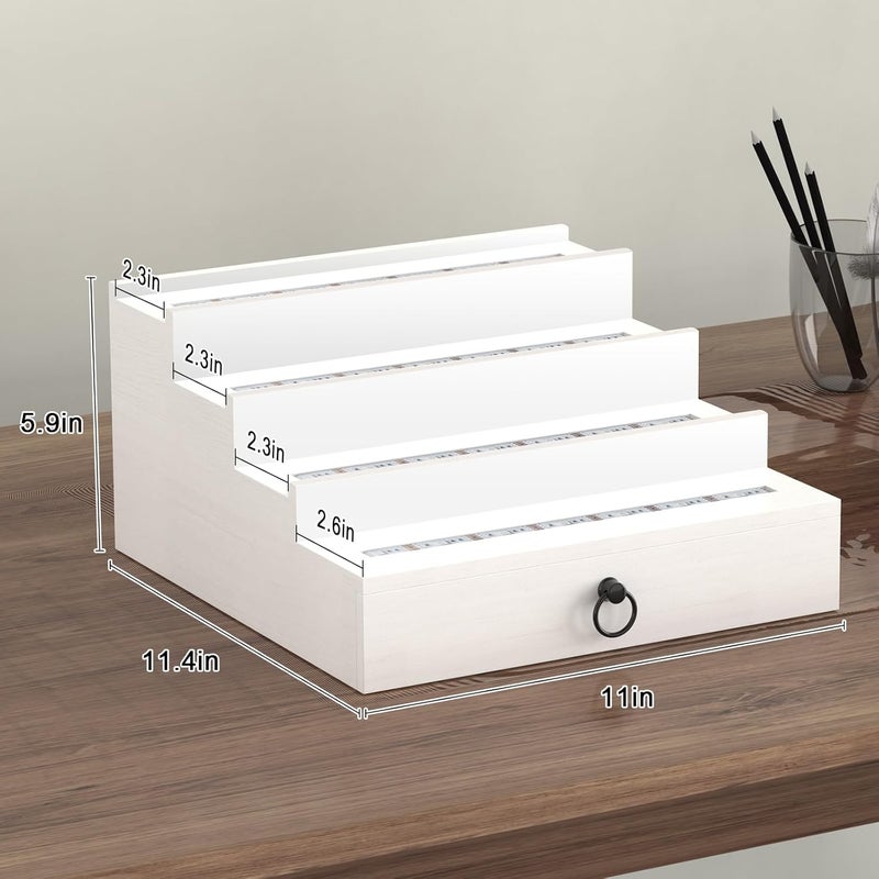 upcessory LED Lighted Cologne Organizer for Men, 4 Tier Wood Perfume Organizer with Velvet Lined Drawer, Multi Lighting Modes Perfume Display Holder with Remote Control, Cologne Shelf Stand, Nice Gift for Men - Image 5